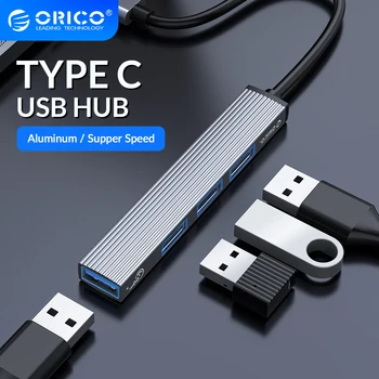 ORICO C Tipo HUB 4 Port USB 3.0-2.0 HUB Kortelių Skaitytuvas Aliuminio Ultra Plonas Nešiojamasis Splitter Adapteris, skirtas Kompiuteris PC Priedai
