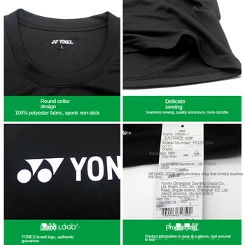 Karšto YONEX sporto Jersey greitai sausas drabužių, sportinės aprangos badmintono t-marškinėliai vyrams, moterims, originalus rankovių