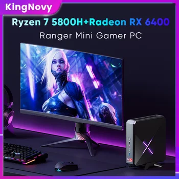 KingNovy Žaidimų PC AMD Ryzen 7 5800H Radeon RX 6400 Windows 11 Mini PC Gamer 2*DDR4 2xNVMe 2x2.5G LAN Mini Kompiuteris WiFi6 BT5.2