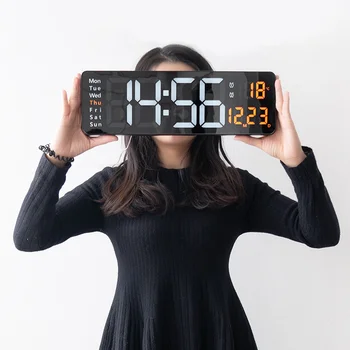 15-Colių Skaitmeninis Laikrodis, Miegamojo Reguliuojamas Ryškumas Darbalaukio Elektroninių Stalo Laikrodžiai Namų Dekoro Didelis Skaitmeninis Sieninis Laikrodis