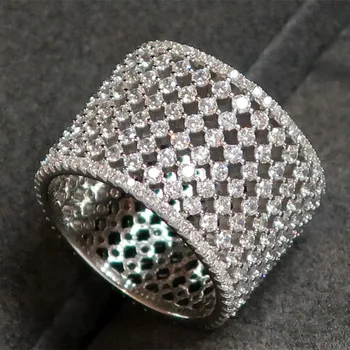 Šviečia Diamond Piršto Žiedas 925 Sidabro Moteriška Šalis Priedai su Išskirtinį Dizainą Spalvingas Papuošalai Vestuvių Ceremonija