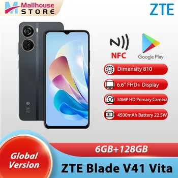 Naujas ZTE Blade V41 Vita 5G Išmanųjį telefoną Pasaulio Versija Dimensity 810 50MP Triple Kameros 6GB 128GB NFC 4500mAh 22.5 W