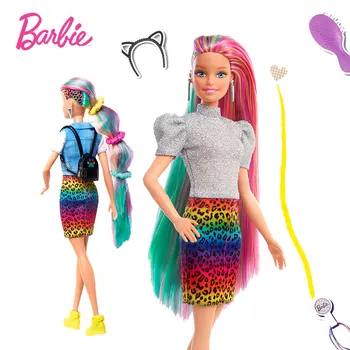 GRN81 Barbie Fantazijos Plaukų Lėlė Mergaitė žaisti namuose žaislas Spalvų keičiamų šukuosenų rinkinį Vaikams Birtthday Dovana Mergina žaislas