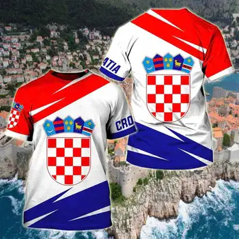 Kroatijos Vyrų trumpomis Rankovėmis Kroatijos Vėliava, Herbas 3D Print T-Shirt Harajuku Negabaritinių Prarasti Hip-Hop Mados Streetwear Vaikai Viršūnes Tees