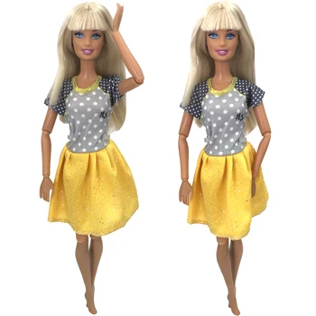 NK 1 Komplektas Princesė Kilnus Geltonos spalvos Drabužius Mados Sijonas Kasdien Suknelė Tinka Barbie Lėlės Priedai Geriausia Vaikui Mergina Dovana