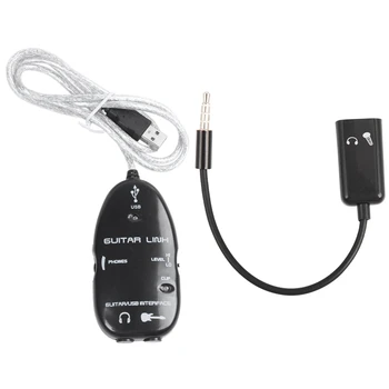 1 Vnt Gitara Su USB Sąsaja Link Cable Adapter & 1 Vnt 3.5 Mm Audio Splitter Vyrų ir Ausinės + Mikrofonas Adapteris
