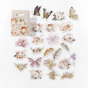 46 vienetų Pakuotėje lipdukai meno minkštas išskirtinį variantais mažų šviežių gėlių drugelis 