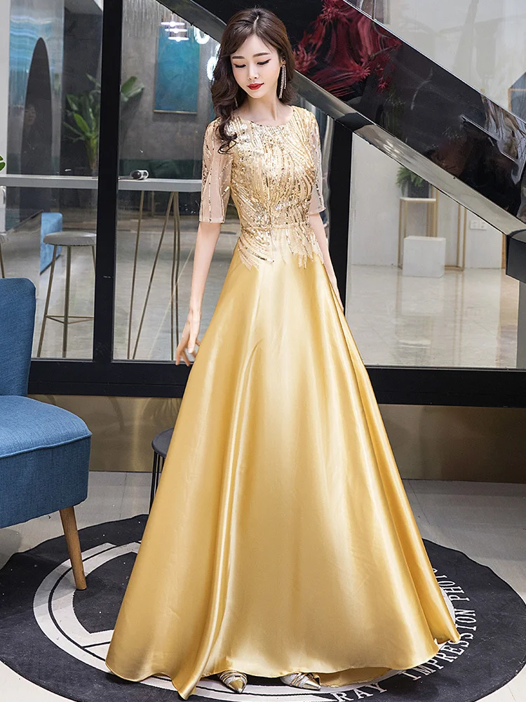 Aukso Suknelė Ilga Suknelė Moterų 2023 Naujųjų Metų Susitikimas vakarinę Suknelę Ilgai Stiliaus Suknelė Mergaitėms Bridesmaid Dresses