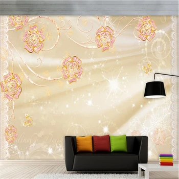 beibehang užsakymą tapetai Modernia užsakymą 3d prabangius pink papuošalai, gėlės drugelis TV foną papel de parede sienos popieriaus