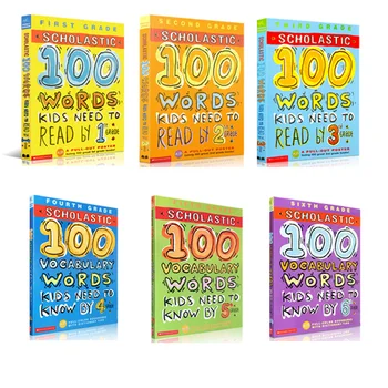 6 Knygas anglų Originalas 100 Žodžių Vaikai turi skaityti Amerikos pradinės Mokyklos 1-6 Klasių Žodžių Žodynas Naudotis Darbaknygę