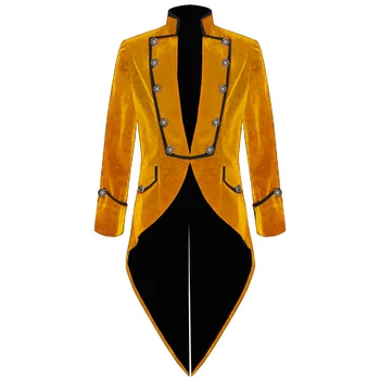 Gwenhwyfar Elegantiškas Aksomo smokingas paltas su kailio atgal dizaino V Shapped