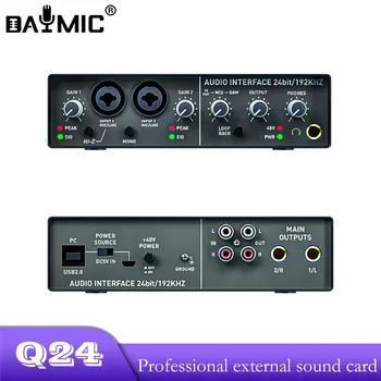 Aoshen Q24 USB Studija, Garso plokštės, Garso Interfac-Live Transliacijos Podcasting Muzikos Instrumentas Gyventi Įrašymas