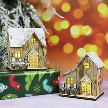 Kalėdų Šviesos Salono Kalėdų Medinis Namas LED Šviesos Namų Puošybai Naktį priedai veltiniams, vilna Lempa Led Žvakės Prop