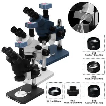 Mikroskopas Trinokulinis Simul Židinio Nuolat Zoom Stereo Mikroskopas 4K 48MP 38MP Vaizdo Kamera Telefone, PCB CPU Litavimo