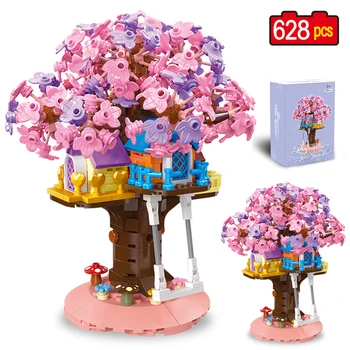 628PCS Romantiškas Miestas, Gėlės, Medžio Namas Modelis Blokai Namų Apdailos Plytų Surinkti Žaislai Vaikams Mergaitėms Dovanų