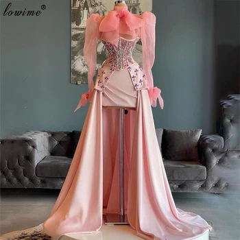 Arabų Blush Pink Undinė Kokteilių Suknelės Naujas Mados Prom Dresses Su Rhinestons Turkijos Coutures 2023 Vestidos De Cóctel