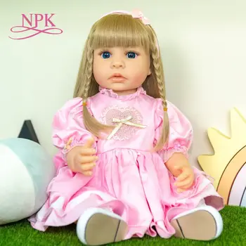 NPK 55cm bebe lėlės reborn bamblys mergina rožinė princesė baty žaislas šviesūs plaukai labai švelnus viso kūno silikoninė lėlė mergaitė