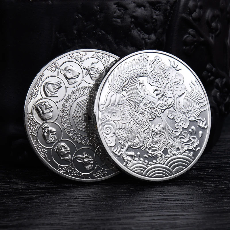 Kinijos Drakonas Iškilumo Progines Monetas 12 Zodiako Dragon Aukso Monetų Metus Suvenyrai